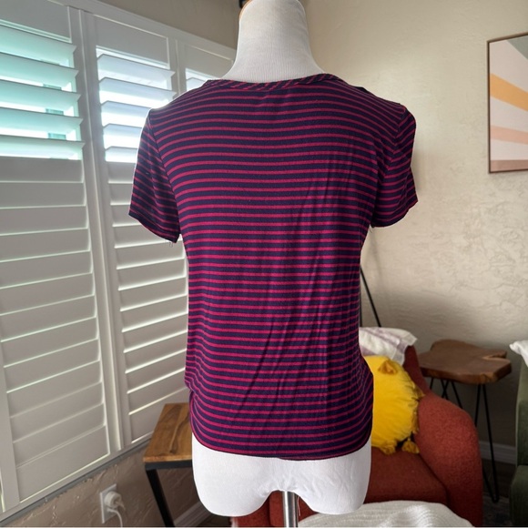 Olivia Rae red and navy striped crop top with tie - Picture 3 of 4